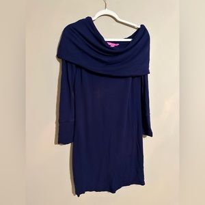 Lilly Pulitzer off the shoulder Belinda style navy blue dress size small